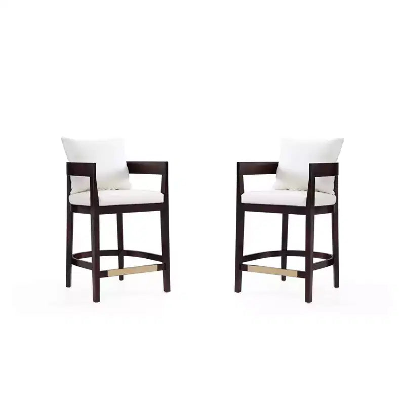 Set of 2 Ritz Upholstered Beech Wood Counter Height Barstools - Manhattan Comfort