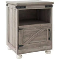 HOMCOM Small Side Table, Farmhouse End Table with Open Shelf and Cupboard, Modern Sofa Table with Wood Legs for Living Room