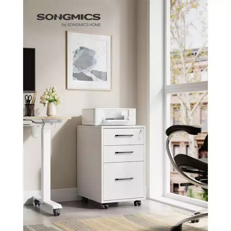 SONGMICS Office File Cabinet with Lock, Pre-Assembled Except Wheels and Handles, for A4