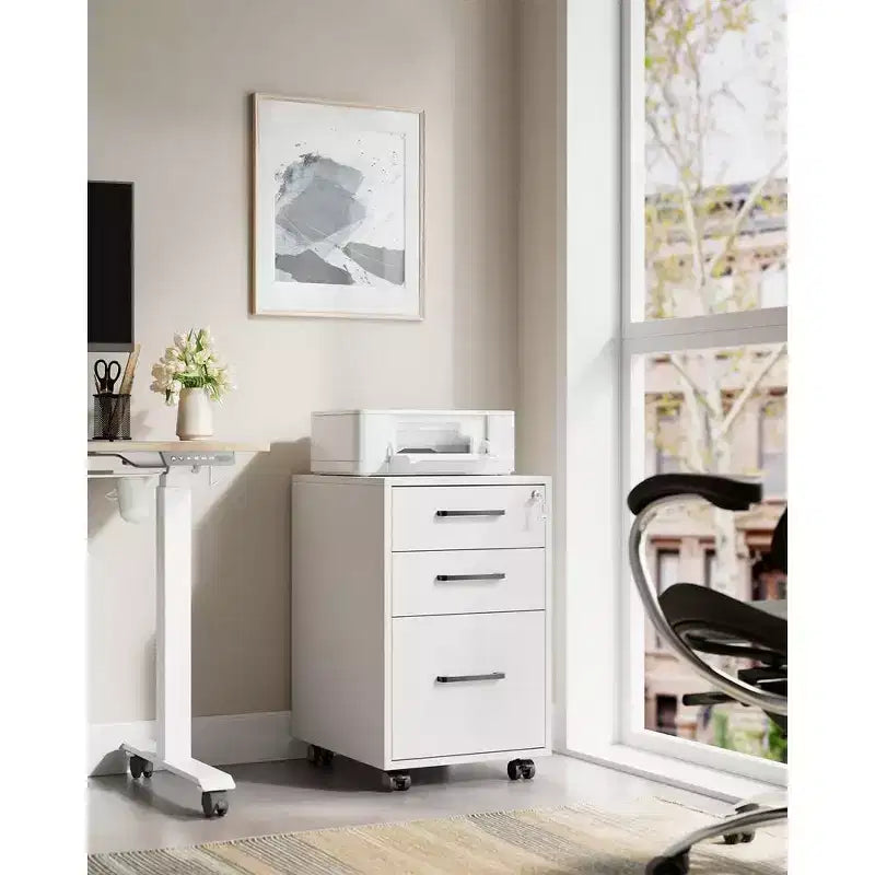 SONGMICS Office File Cabinet with Lock, Pre-Assembled Except Wheels and Handles, for A4