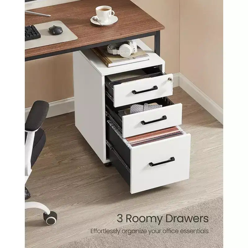 SONGMICS Office File Cabinet with Lock, Pre-Assembled Except Wheels and Handles, for A4