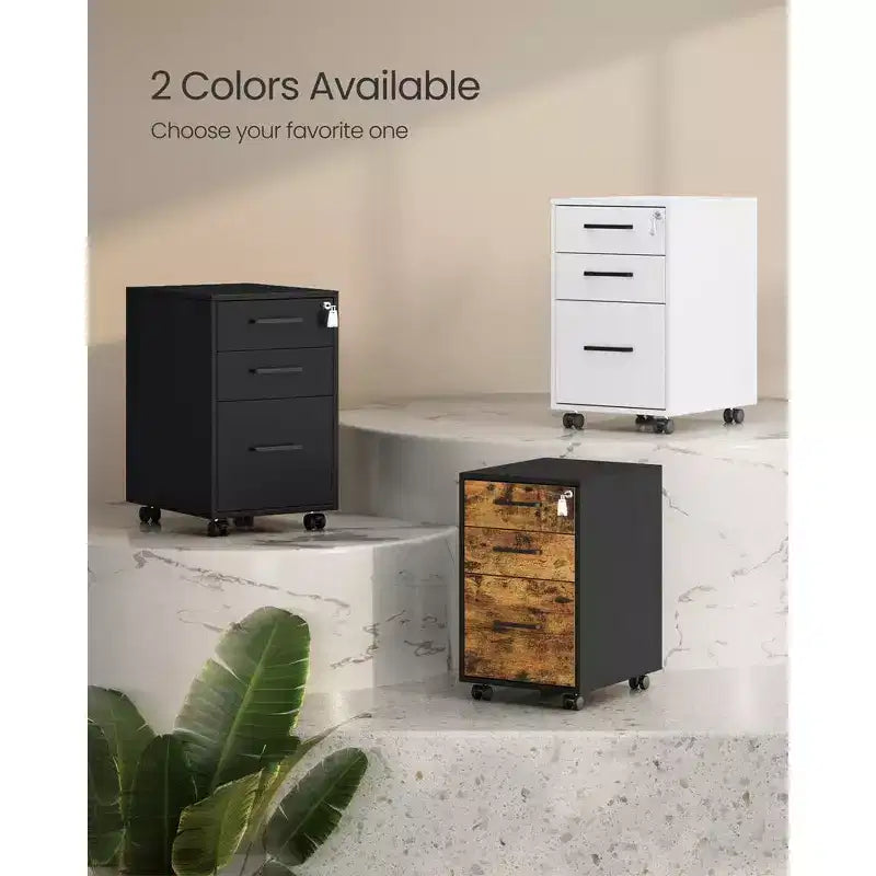 SONGMICS Office File Cabinet with Lock, Pre-Assembled Except Wheels and Handles, for A4
