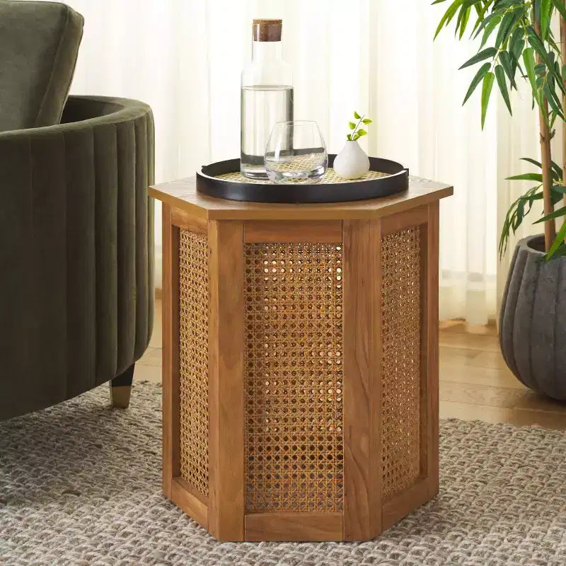 Danez Hexagon Cane Accent Table - ACC2101 - Safavieh