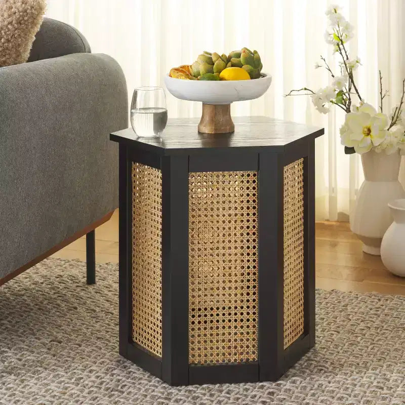 Danez Hexagon Cane Accent Table - ACC2101 - Safavieh