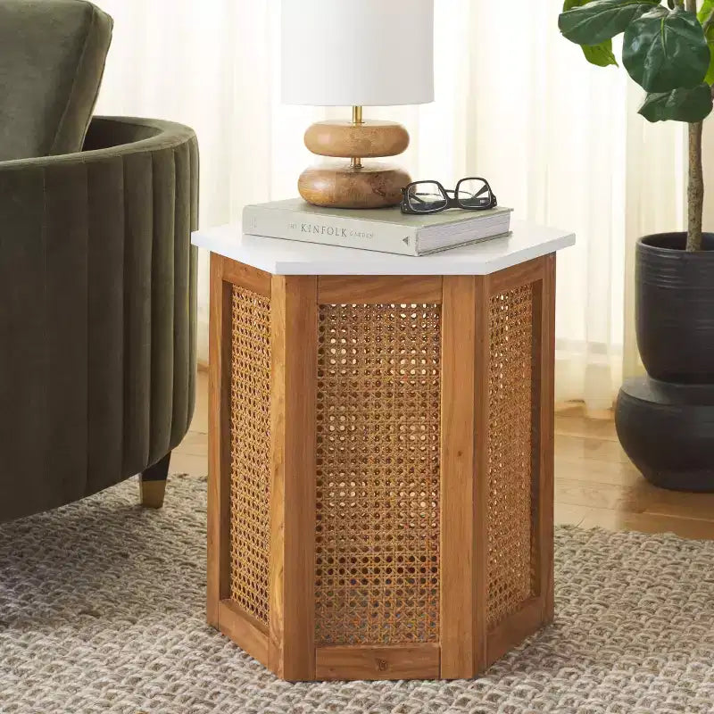 Danez Hexagon Cane Accent Table - ACC2101 - Safavieh