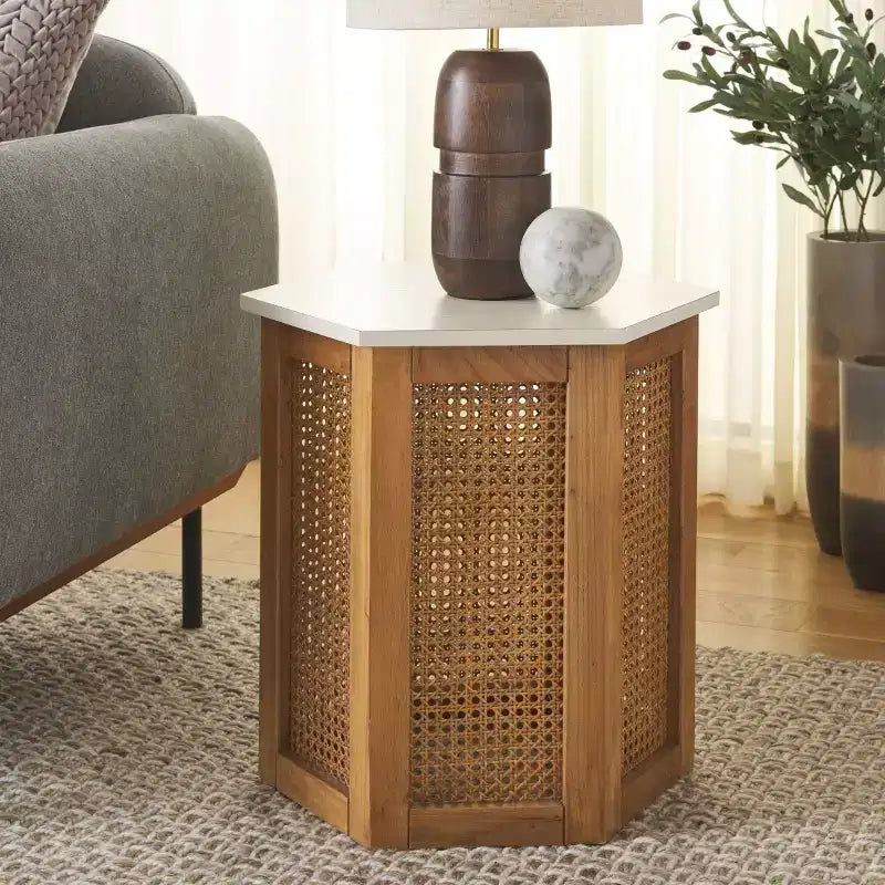 Danez Hexagon Cane Accent Table - ACC2101 - Safavieh