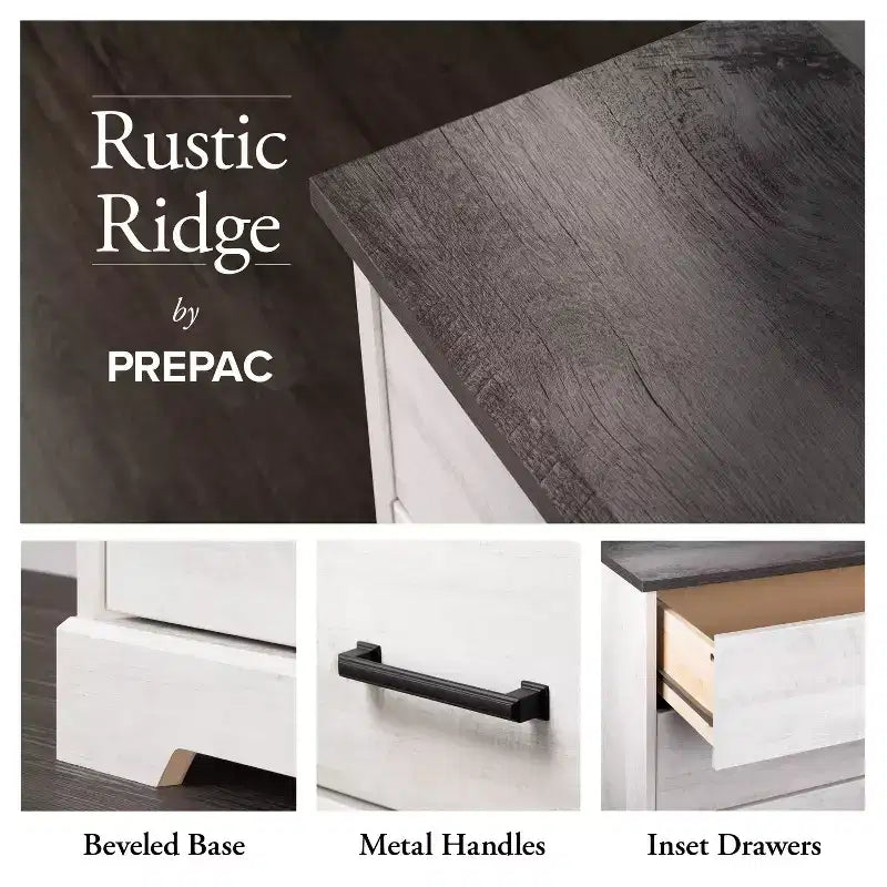Prepac 27.50" Wide Rustic Ridge 5 Drawer Dresser