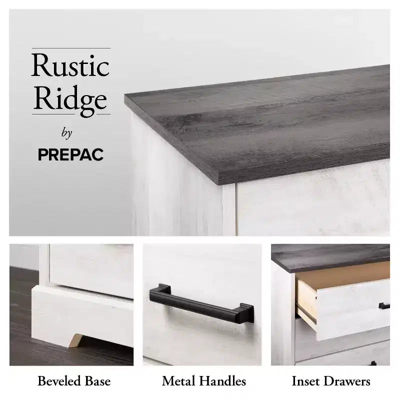 Prepac 27.50" Wide Rustic Ridge 5 Drawer Dresser