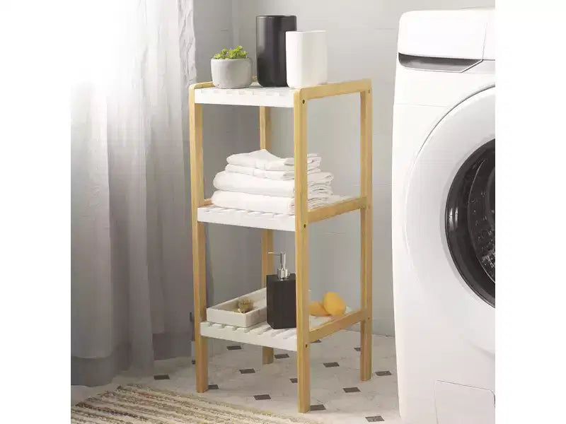 Paxter 3 Tier Storage Shelf - STG1908 - White/Natural - Safavieh
