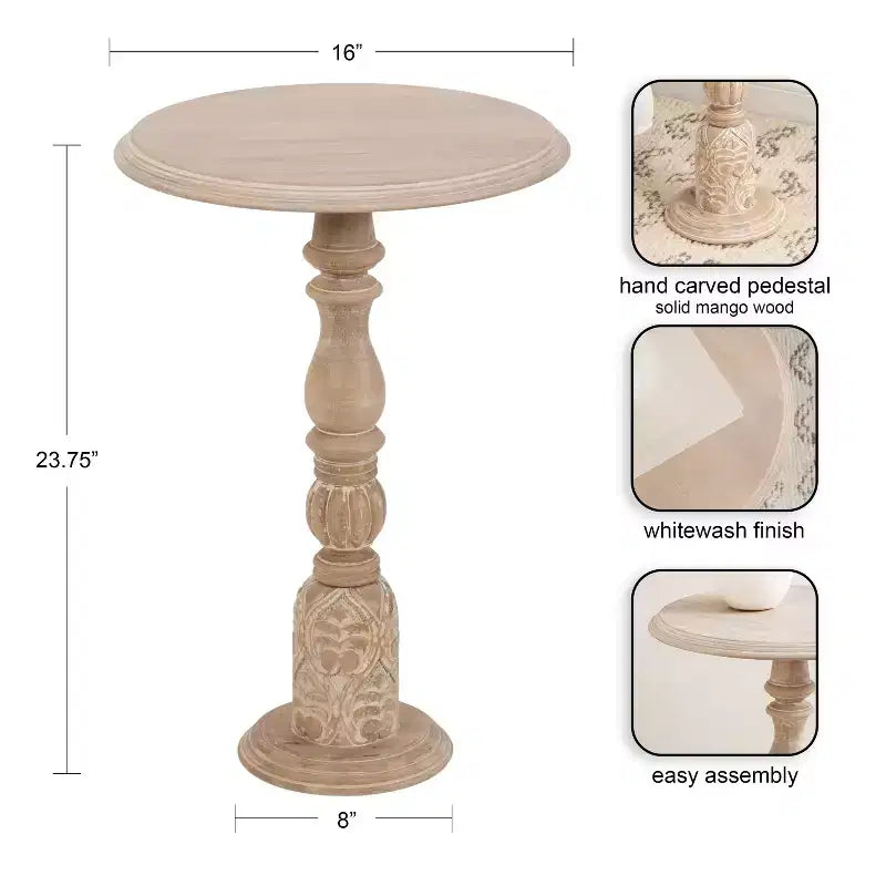 Kate and Laurel Hingham Wood Side Table, 16x16x24, White