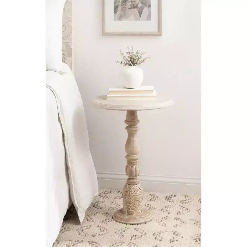 Kate and Laurel Hingham Wood Side Table, 16x16x24, White
