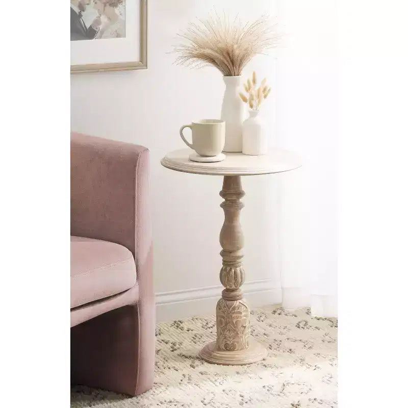 Kate and Laurel Hingham Wood Side Table, 16x16x24, White