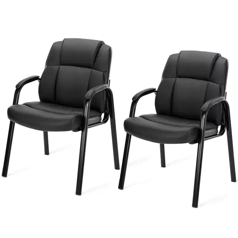 JIONJOY Office Guest Chair Leather Executive Waiting Room Chairs Set of 2 | Black