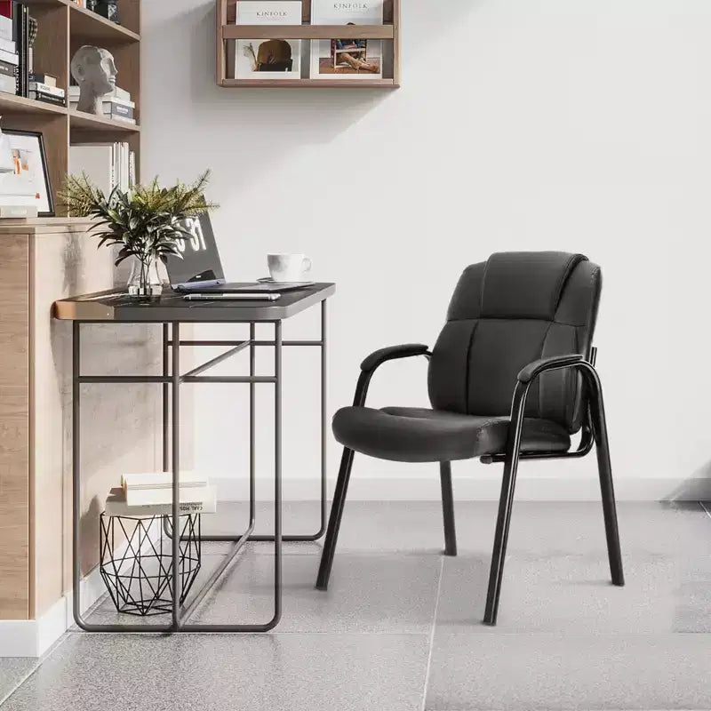 JIONJOY Office Guest Chair Leather Executive Waiting Room Chairs Set of 2 | Black