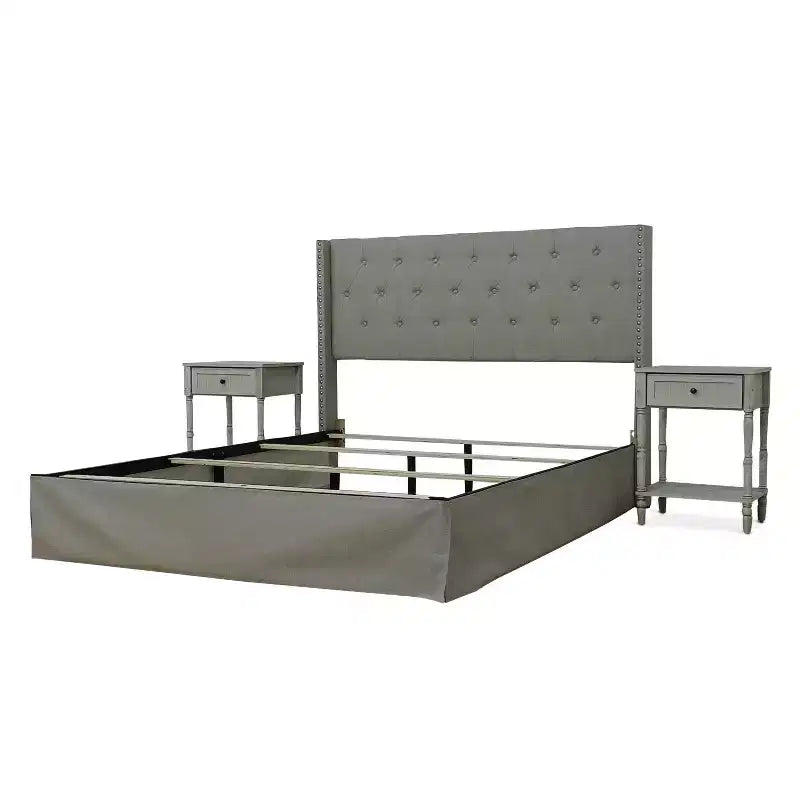 Home Design Billy Panel Bed Warm Gray/Light Gray