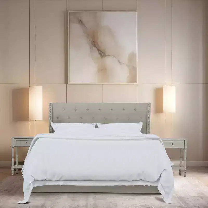 Home Design Billy Panel Bed Warm Gray/Light Gray