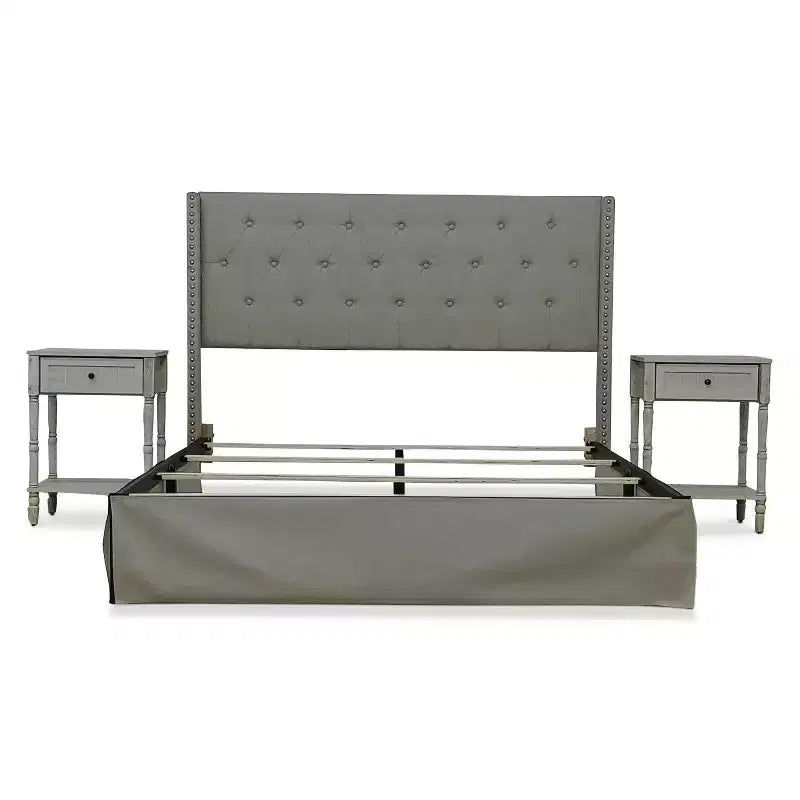 Home Design Billy Panel Bed Warm Gray/Light Gray
