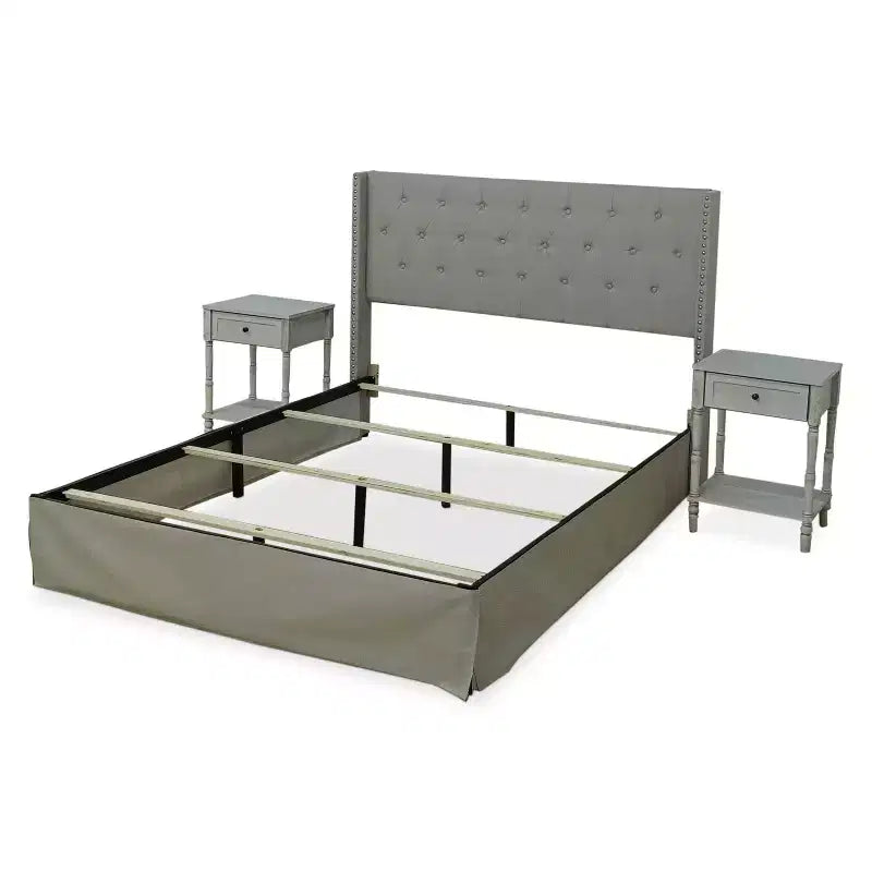 Home Design Billy Panel Bed Warm Gray/Light Gray