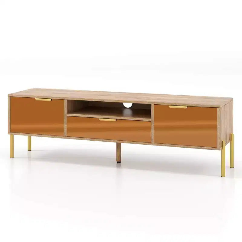 Costway Mirrored TV Stand for TV up to 65 Modern TV Console Table with Spacious Tabletop