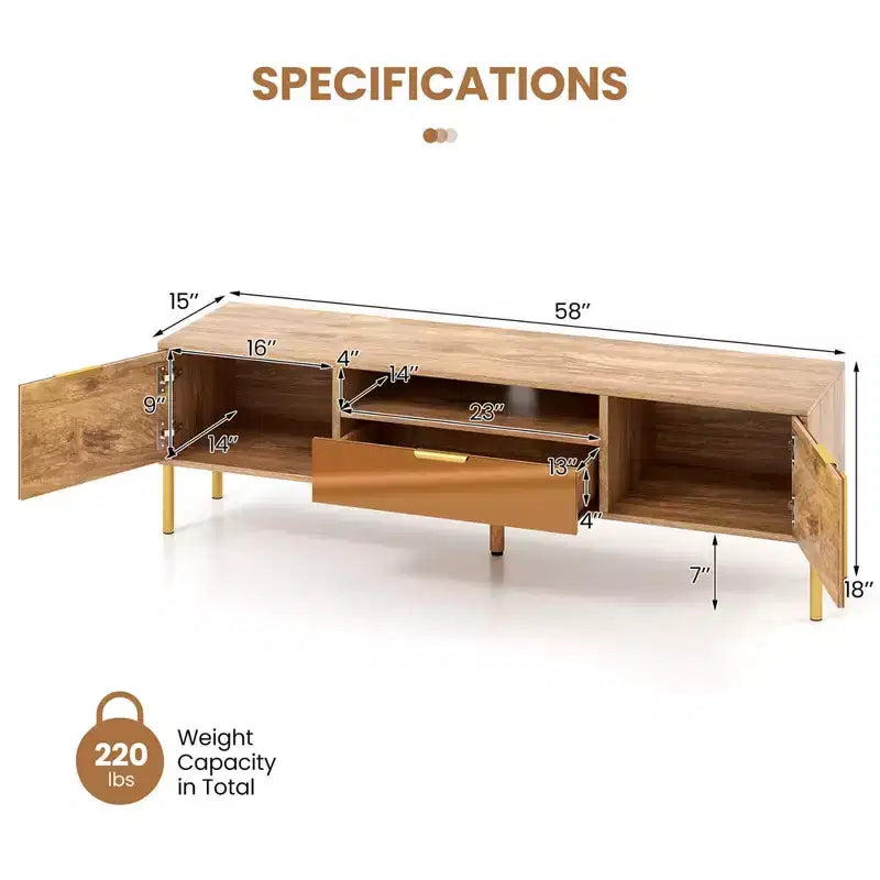 Costway Mirrored TV Stand for TV up to 65 Modern TV Console Table with Spacious Tabletop