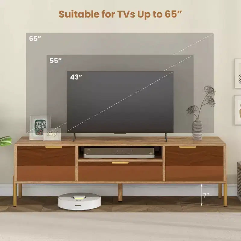 Costway Mirrored TV Stand for TV up to 65 Modern TV Console Table with Spacious Tabletop