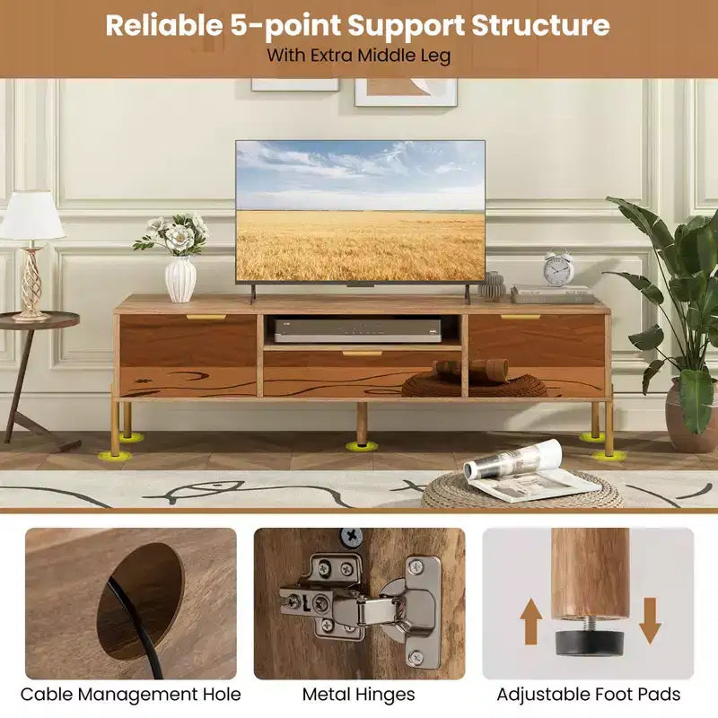 Costway Mirrored TV Stand for TV up to 65 Modern TV Console Table with Spacious Tabletop