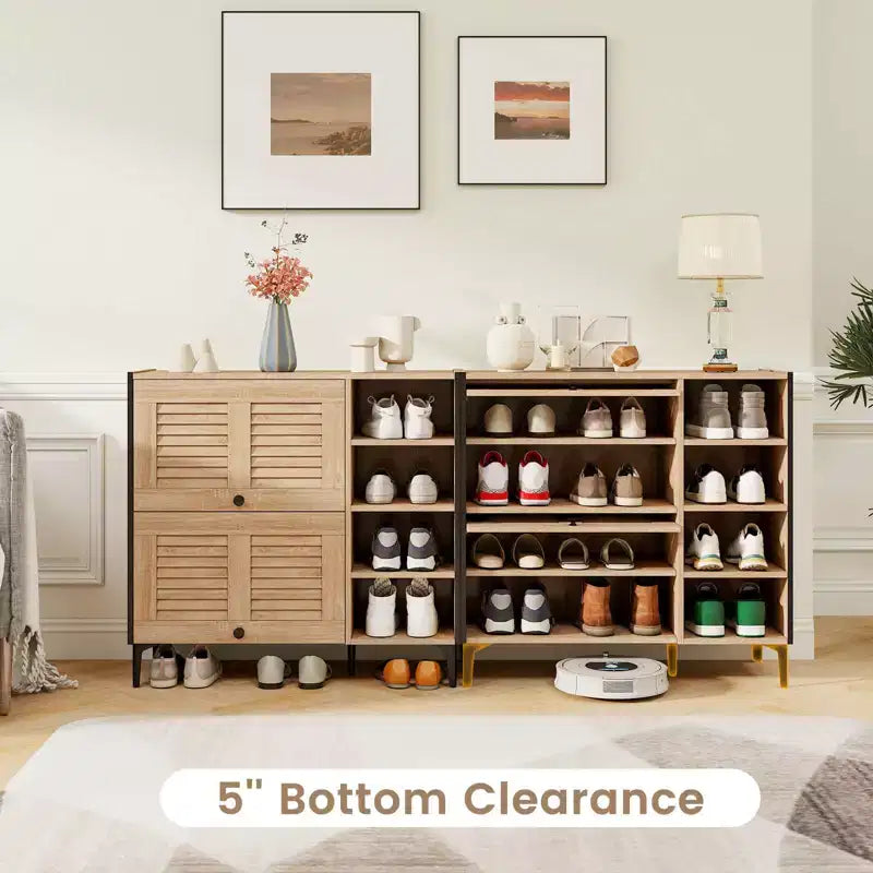 Costway Shoe Storage Cabinet with Flip Doors Adjustable and Removable Shelves for Entryway