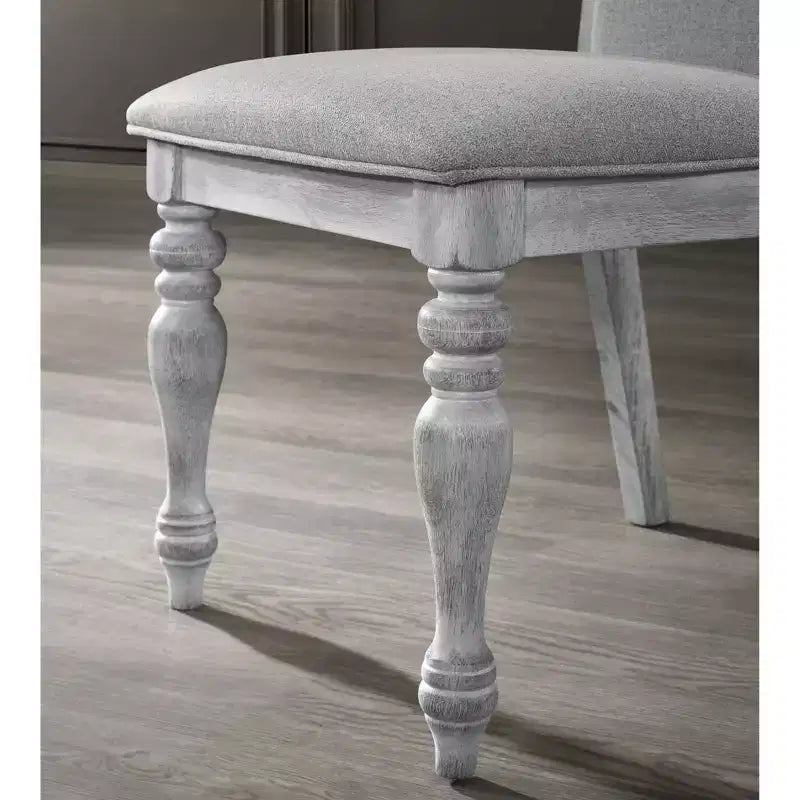 Salines Upholstered Turned Leg Dining Chairs, Rustic White, Set of 2