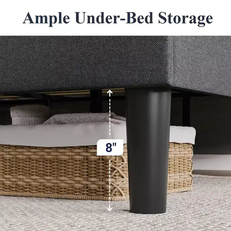 Allewie Platform Bed Frame with Geometric Wingback Headboard, Modern Upholstered Bed with Wooden Slats Support, No Box Spring Needed, Easy Assembly