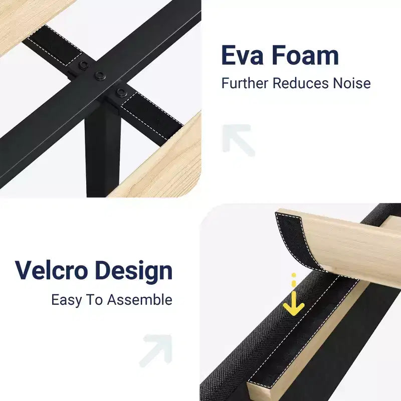 Allewie Platform Bed Frame with Geometric Wingback Headboard, Modern Upholstered Bed with Wooden Slats Support, No Box Spring Needed, Easy Assembly