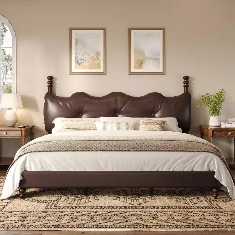 Christopher Knight Home Calka Modern Faux Leather Upholstered Coffee Bed with Headboard