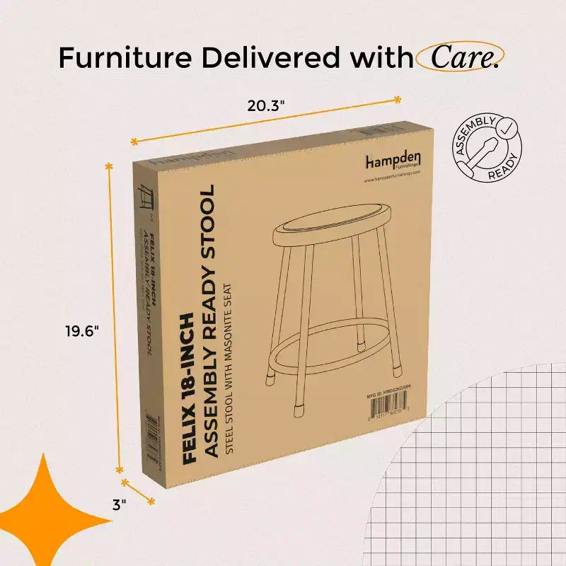 Hampden Furnishings 18" Felix Collection Steel Stool