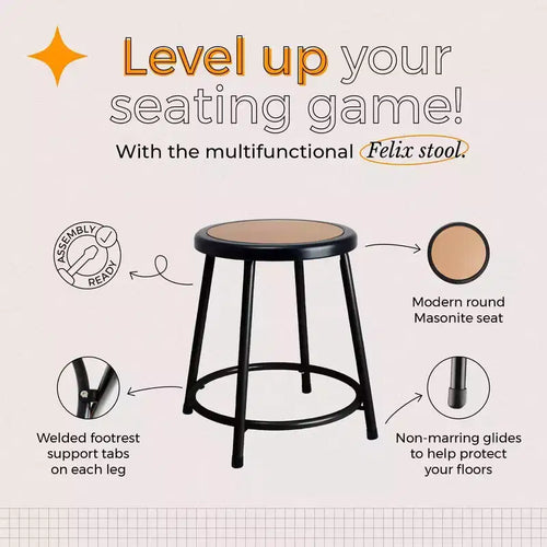 Hampden Furnishings 18" Felix Collection Steel Stool