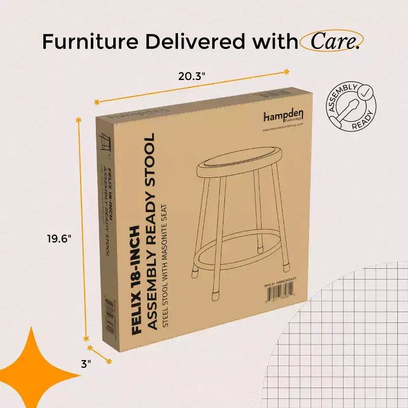 Hampden Furnishings 18" Felix Collection Steel Stool