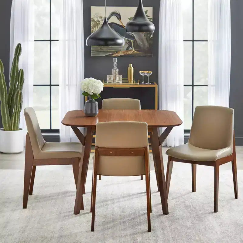 39.3 Buylateral Vance Mid Century Modern square Dining Table with Rounded Edges