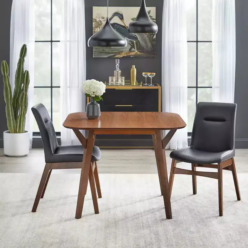39.3 Buylateral Vance Mid Century Modern square Dining Table with Rounded Edges