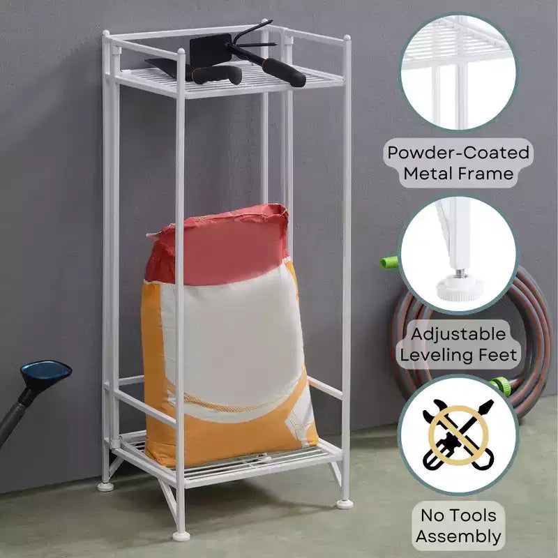 Breighton Home 32.75" Xtra Storage 2 Tier Tall Folding Metal Stand