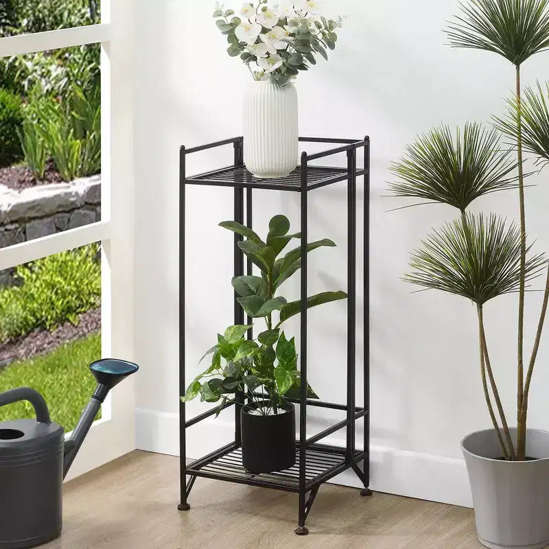 Breighton Home 32.75" Xtra Storage 2 Tier Tall Folding Metal Stand