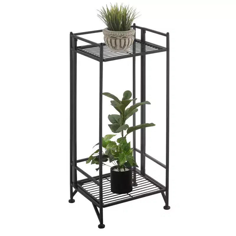 Breighton Home 32.75" Xtra Storage 2 Tier Tall Folding Metal Stand