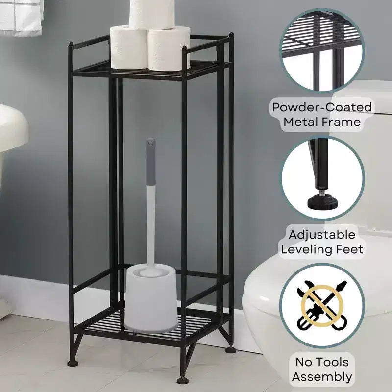 Breighton Home 32.75" Xtra Storage 2 Tier Tall Folding Metal Stand