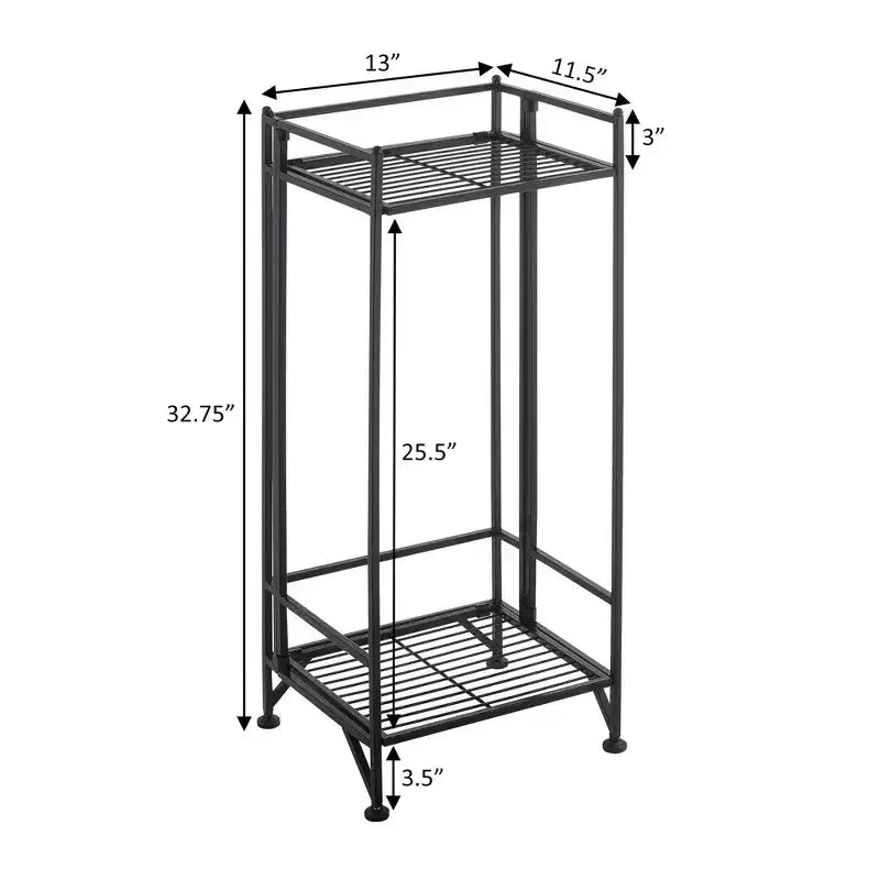 Breighton Home 32.75" Xtra Storage 2 Tier Tall Folding Metal Stand