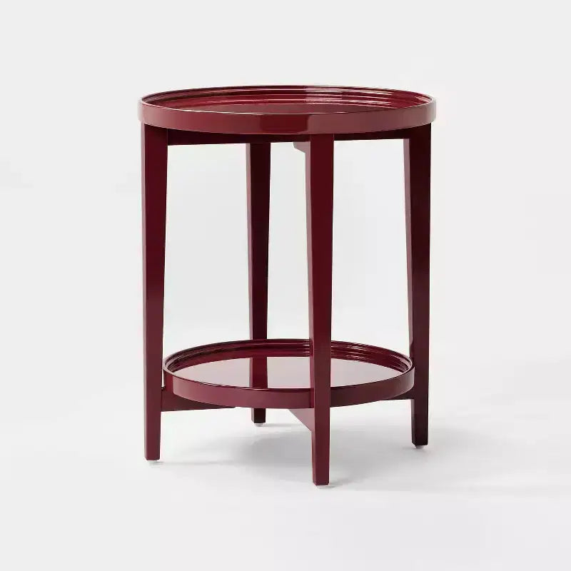 Accent Table Wood Round Lacquer Finish - Threshold designed with Studio McGee