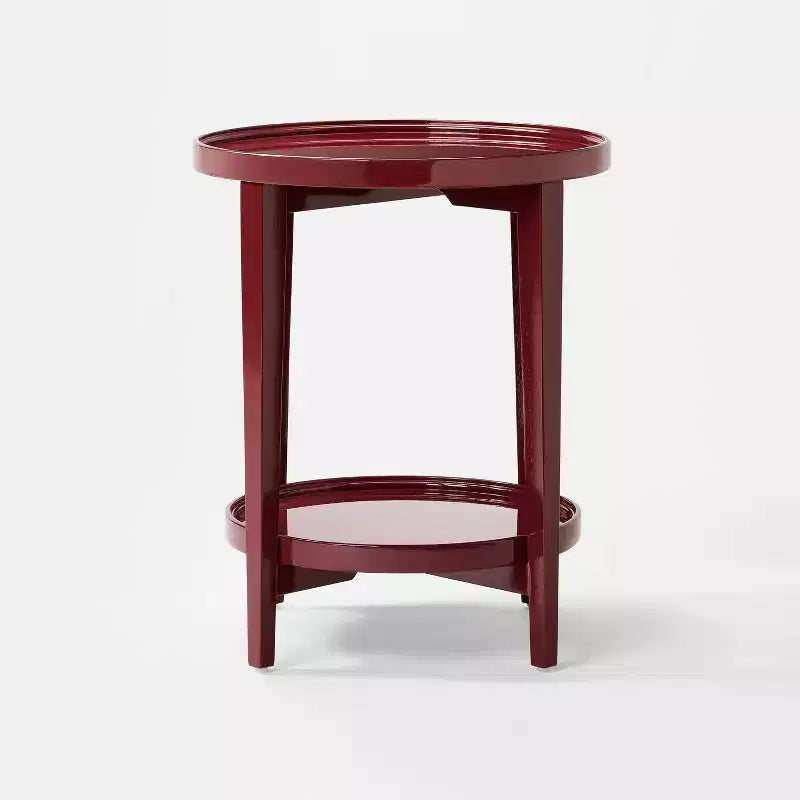 Accent Table Wood Round Lacquer Finish - Threshold designed with Studio McGee
