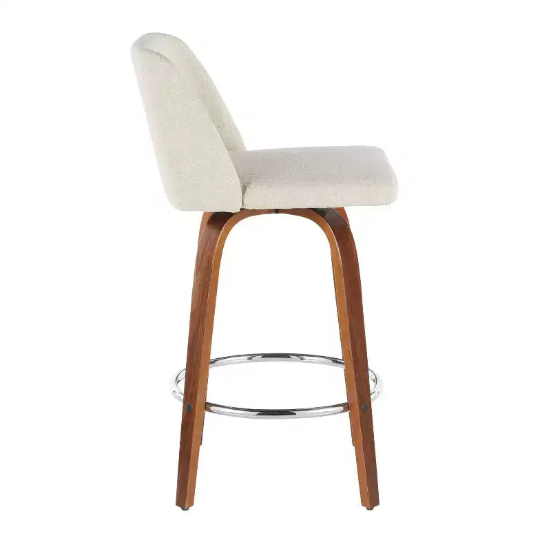 LumiSource Set of 2 Toriano Mid-Century Modern Counter Height Barstools Swivel, Wood
