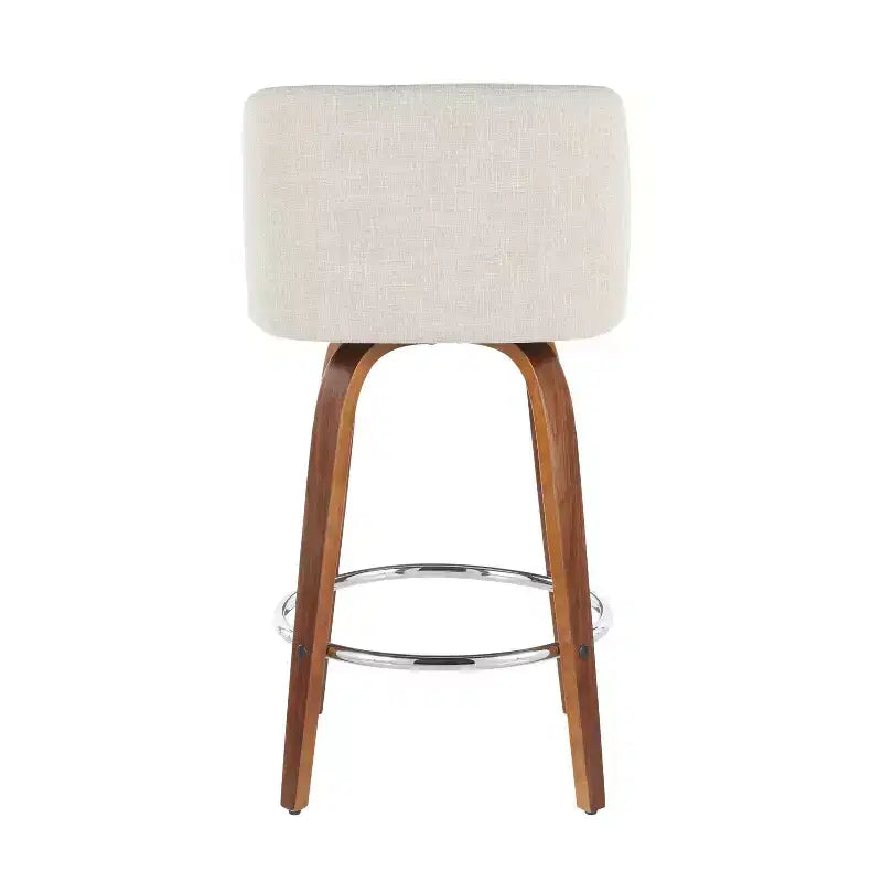 LumiSource Set of 2 Toriano Mid-Century Modern Counter Height Barstools Swivel, Wood