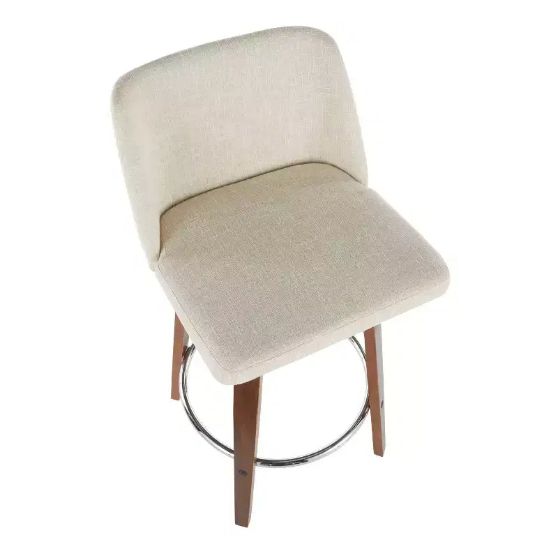 LumiSource Set of 2 Toriano Mid-Century Modern Counter Height Barstools Swivel, Wood