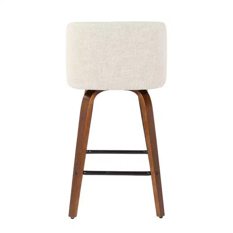 LumiSource Set of 2 Toriano Mid-Century Modern Counter Height Barstools Swivel, Wood