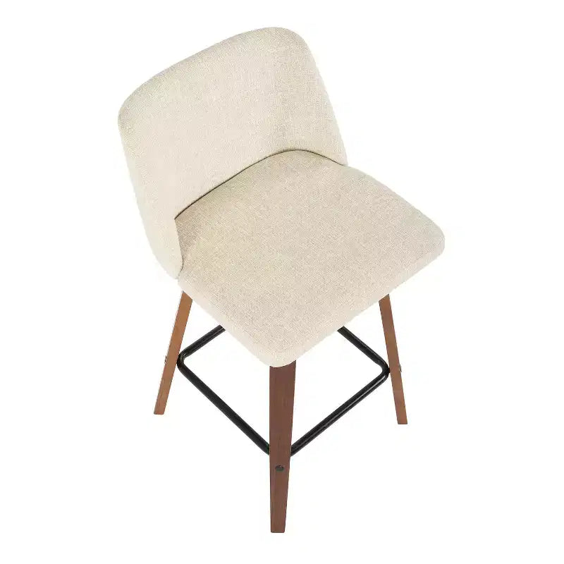 LumiSource Set of 2 Toriano Mid-Century Modern Counter Height Barstools Swivel, Wood