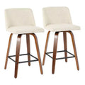 LumiSource Set of 2 Toriano Mid-Century Modern Counter Height Barstools Swivel, Wood