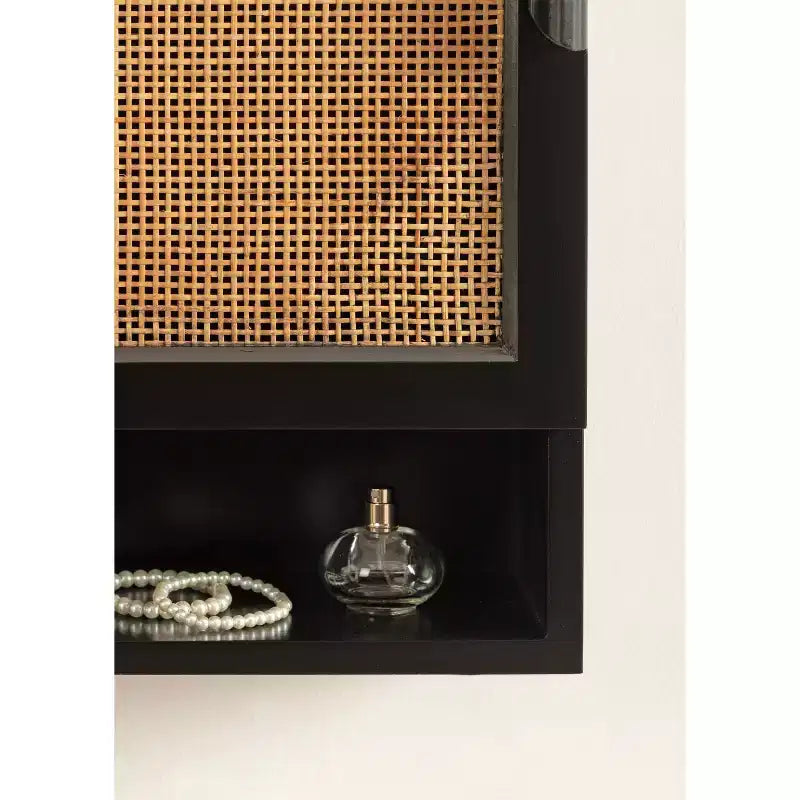 Kate & Laurel All Things Decor 15 Ori Rattan Wall Cabinet with Cubby